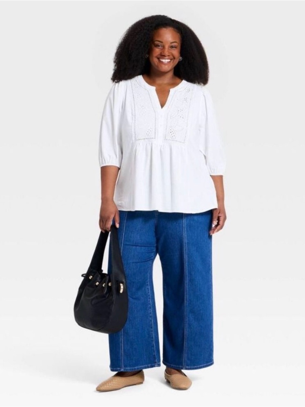 Ava & Viv High-Rise Tailored Cropped Wide Leg Jeans - Picture 2 of 4